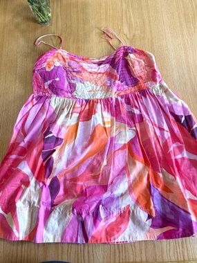 H&M Pink Floral Mini Dress XXL Flowy Summer Strappy Plus Size